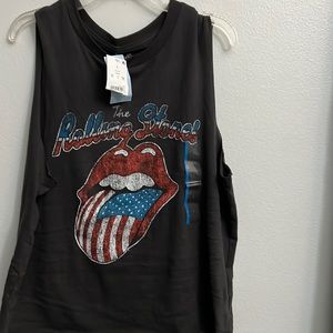Med- The Rolling Stones T Shirt LIPS Tank Top Graphic Tee Sleeveless distress…